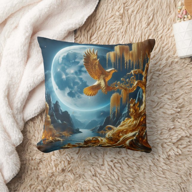 Eagle on a Branch in Moonlight Cushion (Blanket)
