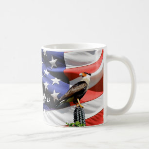Eagle on a cactus in front of the U.S.A. flag Coffee Mug