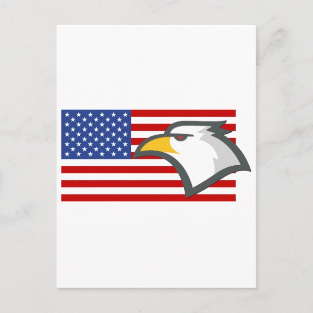 Eagle on American Flag Postcard (Front)