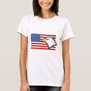 Eagle on American Flag T-Shirt