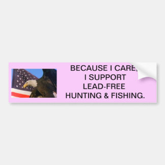 Eagle on Flag-Because I Care,  I support l... Bumper Sticker