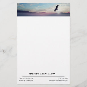 Eagle Over Mountain Skyline Blue Sky Stationery