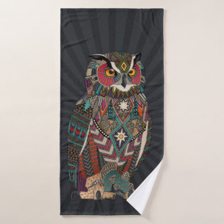 eagle owl dark bath towel