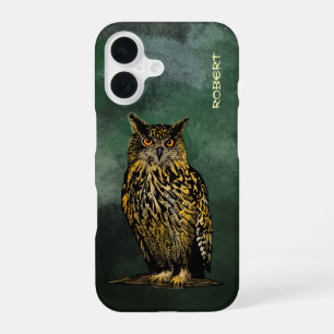 Eagle owl in the twilight forest iPhone 16 case