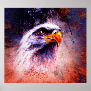 Eagle painting: abstract background, colorful spot poster