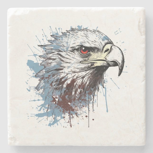 Eagle painting  stone coaster (Front)