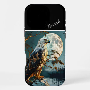 Eagle Perched on Branch Under Moonlight iPhone 16 Pro Max Case
