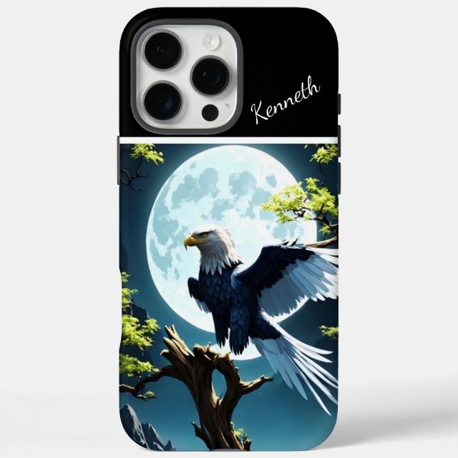 Eagle Perched on Tree Branch Under Moonlight Case-Mate iPhone Case (Back)