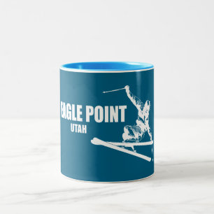 Eagle Point Resort Utah Skier Two-Tone Coffee Mug