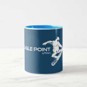 Eagle Point Resort Utah Snowboarder Two-Tone Coffee Mug