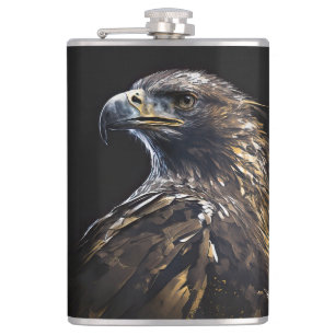 Eagle Portrait Animal Nature Wildlife Painting Art Hip Flask