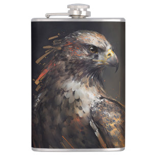 Eagle Portrait Animal Nature Wildlife Painting Art Hip Flask