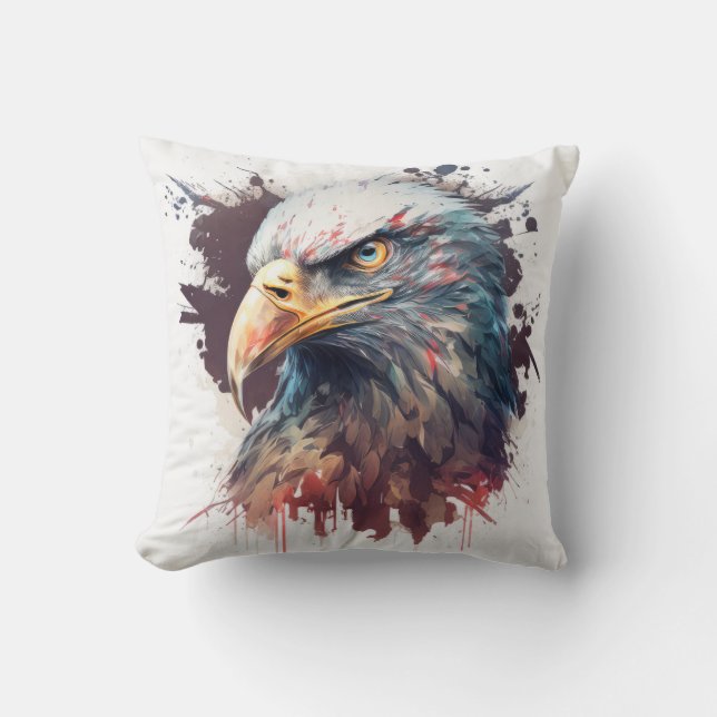 Eagle Portrait Animal Painting Wildlife Outdoors  Cushion (Front)