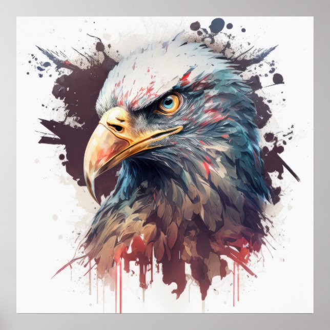 Eagle Portrait Animal Painting Wildlife Outdoors  Poster (Front)