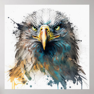 Eagle Portrait Animal Painting Wildlife Outdoors  Poster