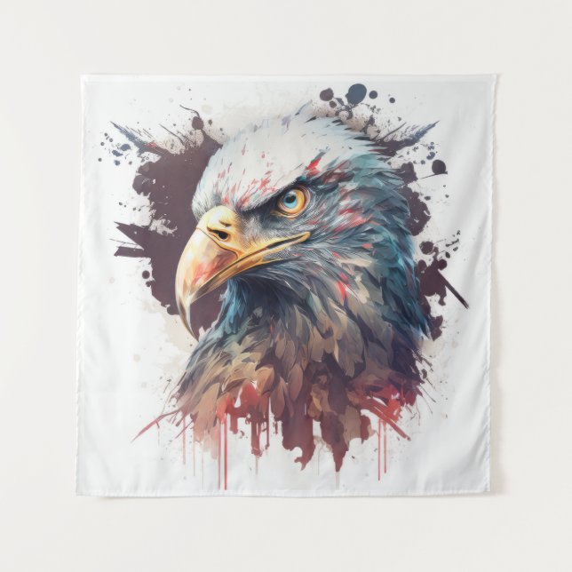 Eagle Portrait Animal Painting Wildlife Outdoors  Tapestry (Front)
