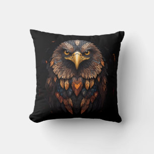 Eagle portrait on a black background  cushion