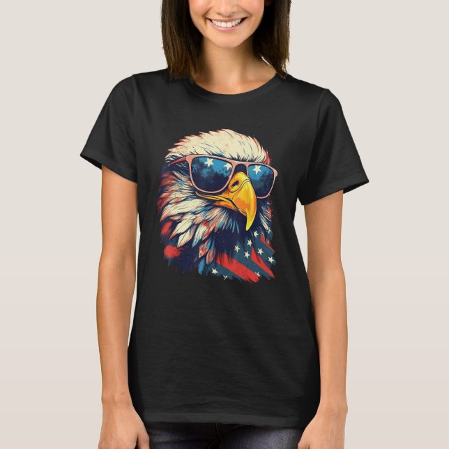 Eagle Proud Patriotic American US Flag 4th Of July T-Shirt (Front)