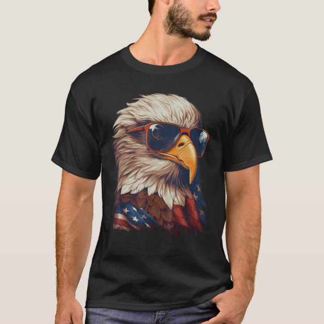 Eagle Proud Patriotic American US Flag 4th Of July T-Shirt (Front)