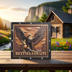 Eagle Rabbit Textured Besties Square Wall Clock