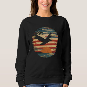 Eagle retro sunset Us Flag USA Sweatshirt
