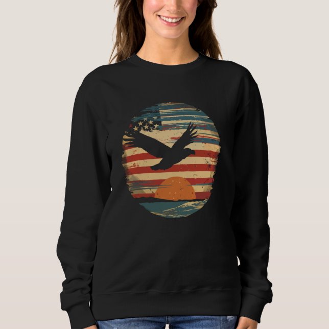 Eagle retro sunset Us Flag USA Sweatshirt (Front)