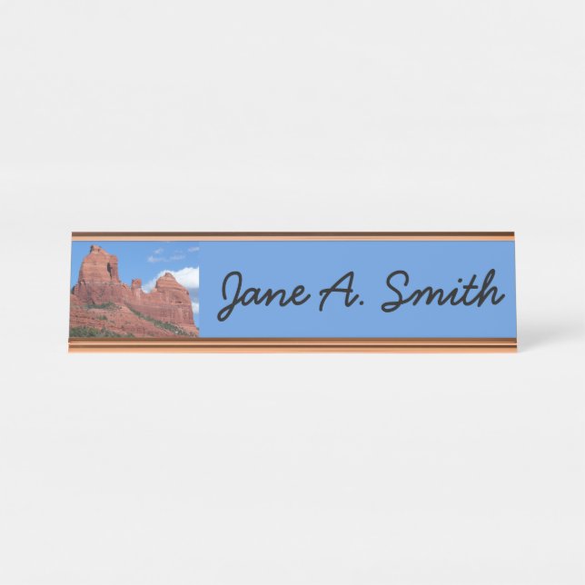 Eagle Rock I Sedona Arizona Travel Photography Desk Name Plate (Front)