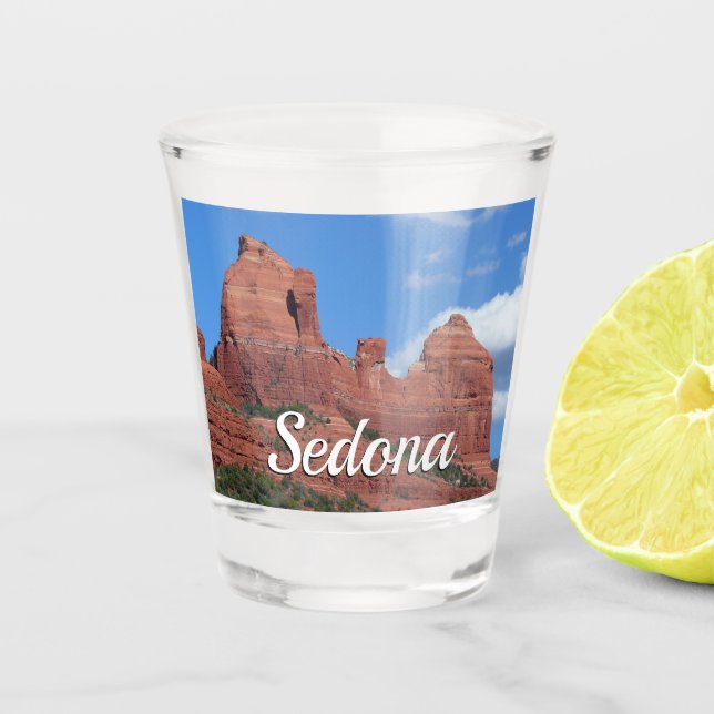 Eagle Rock I Sedona Arizona Travel Photography Shot Glass (Front)