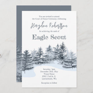 Eagle Scout, Court of Honor, Gray Forest Trees Invitation