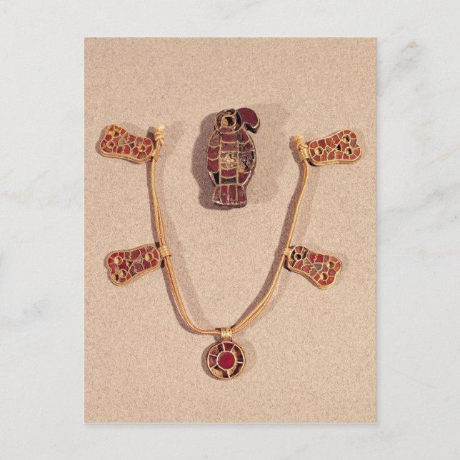 Eagle-shaped brooch and a necklace postcard (Front)