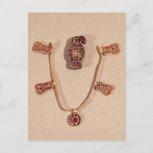 Eagle-shaped brooch and a necklace postcard