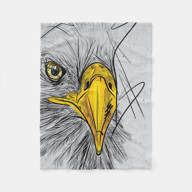 Eagle Sketch Face Wall Art Fleece Blanket (Front)