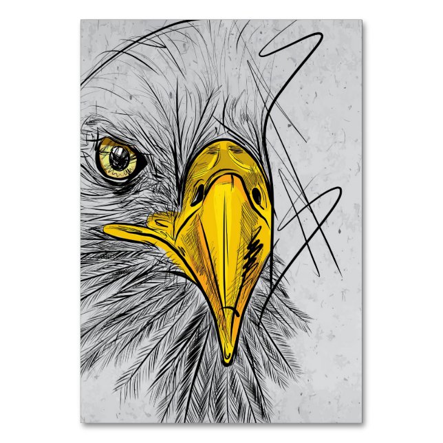 Eagle Sketch Face Wall Art Table Number (Front)