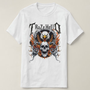  Eagle Skull Flame Power Bike Art To Raze Hell  T-Shirt
