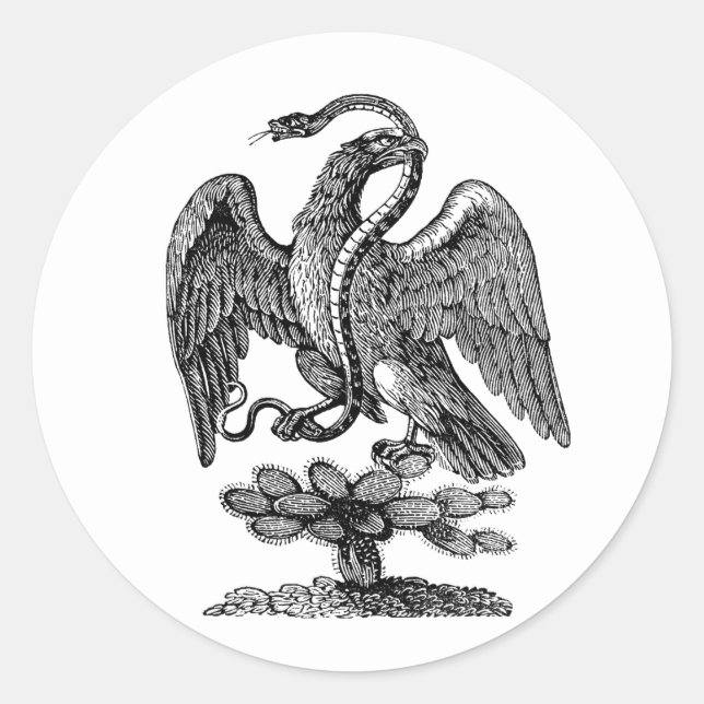 Eagle Snake Cactus Americana Patriotic Art Classic Round Sticker (Front)