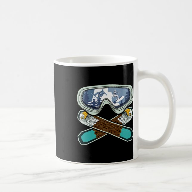 Eagle Snowboarder Snowboarding Goggles Retro Snowb Coffee Mug (Right)