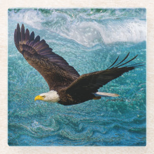 Eagle Soaring Above the Storm Glass Coaster