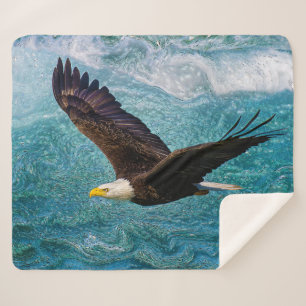 Eagle Soaring Above the Storm Sherpa Blanket