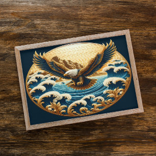 Eagle Soaring Over Vast Water Poster