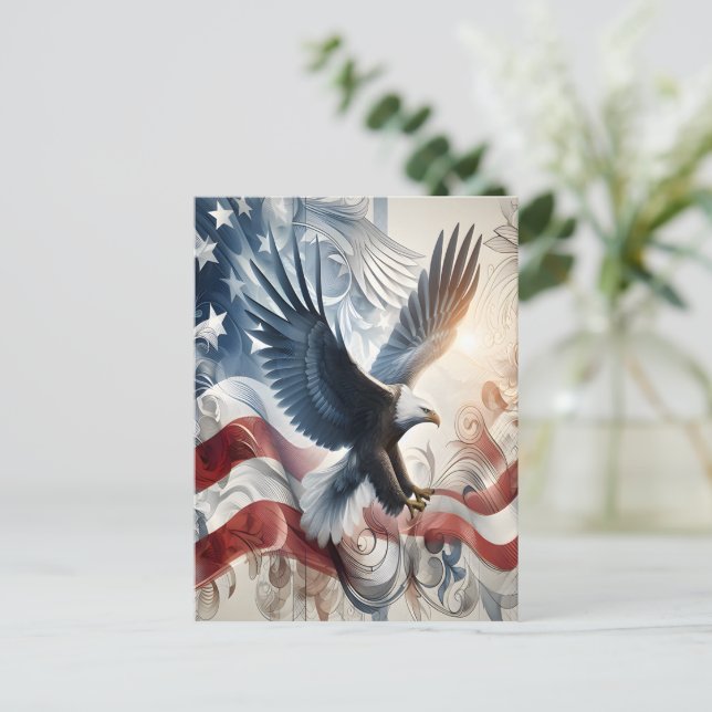 Eagle Soaring Through The Stars Postcard (Standing Front)