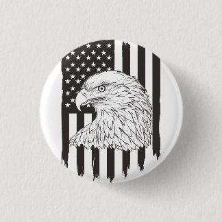 Eagle Soaring With American Flag 3 Cm Round Badge