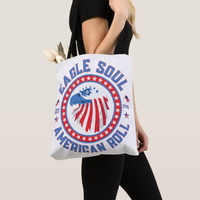 Eagle Soul American Roll 4th of July Celebration Tote Bag (Close Up)