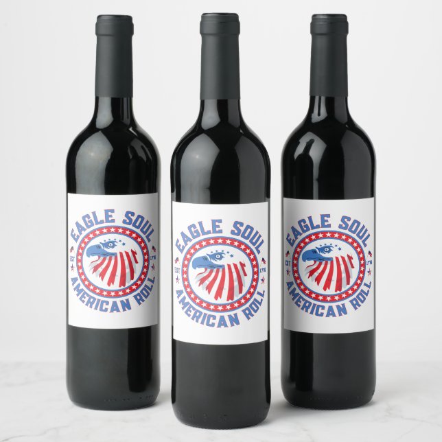 Eagle Soul American Roll 4th of July Celebration Wine Label (Bottles)