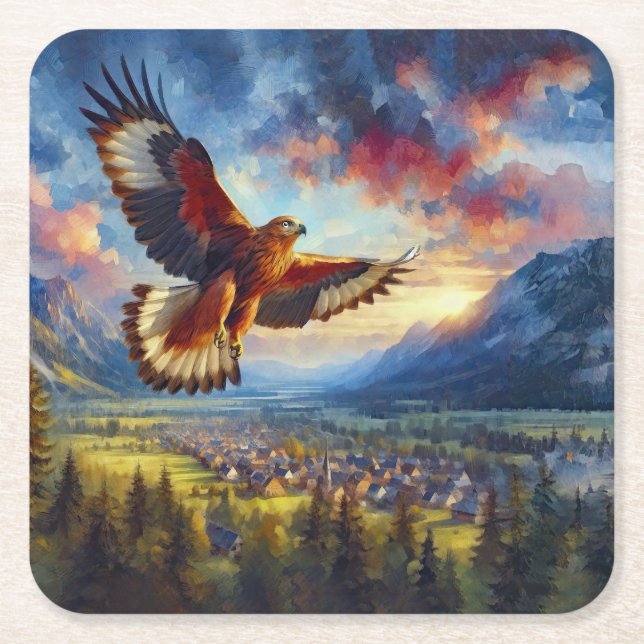Eagle Square Paper Coaster (Front)