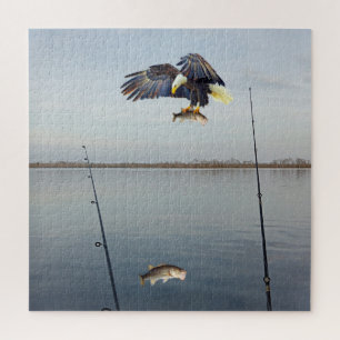 Eagle Stealing Bass Fishing Jigsaw Puzzle