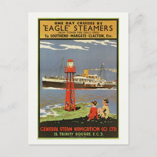 Eagle Steamers UK Vintage Poster 1935 Postcard (Front)