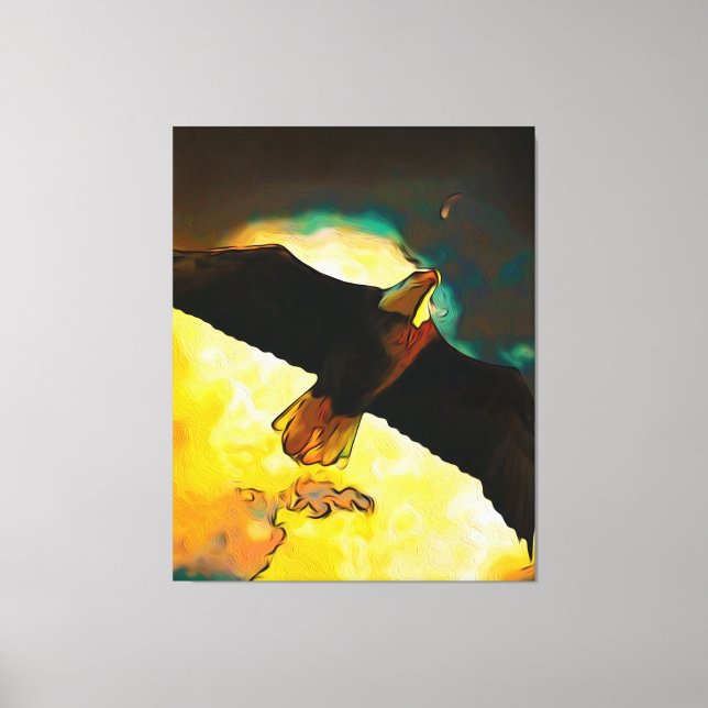 Eagle Storm - Flying Bald Eagle Fantasy Art Canvas Print (Front)