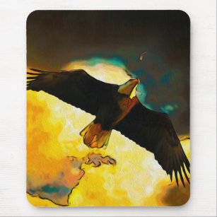 Eagle Storm - Flying Bald Eagle Fantasy Art Mouse Mat