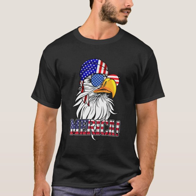 Eagle Sunglasses Bandanna Us American Flag 4th Of  T-Shirt (Front)