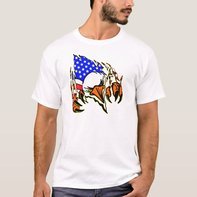 Eagle Tearout W/ American Flag Tattoo T-Shirt (Front)